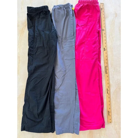 Spread Good Cheer Scrub Pants 3 Pack Bundle XS Black Grey Pink Cargo Drawstring - Picture 7 of 13